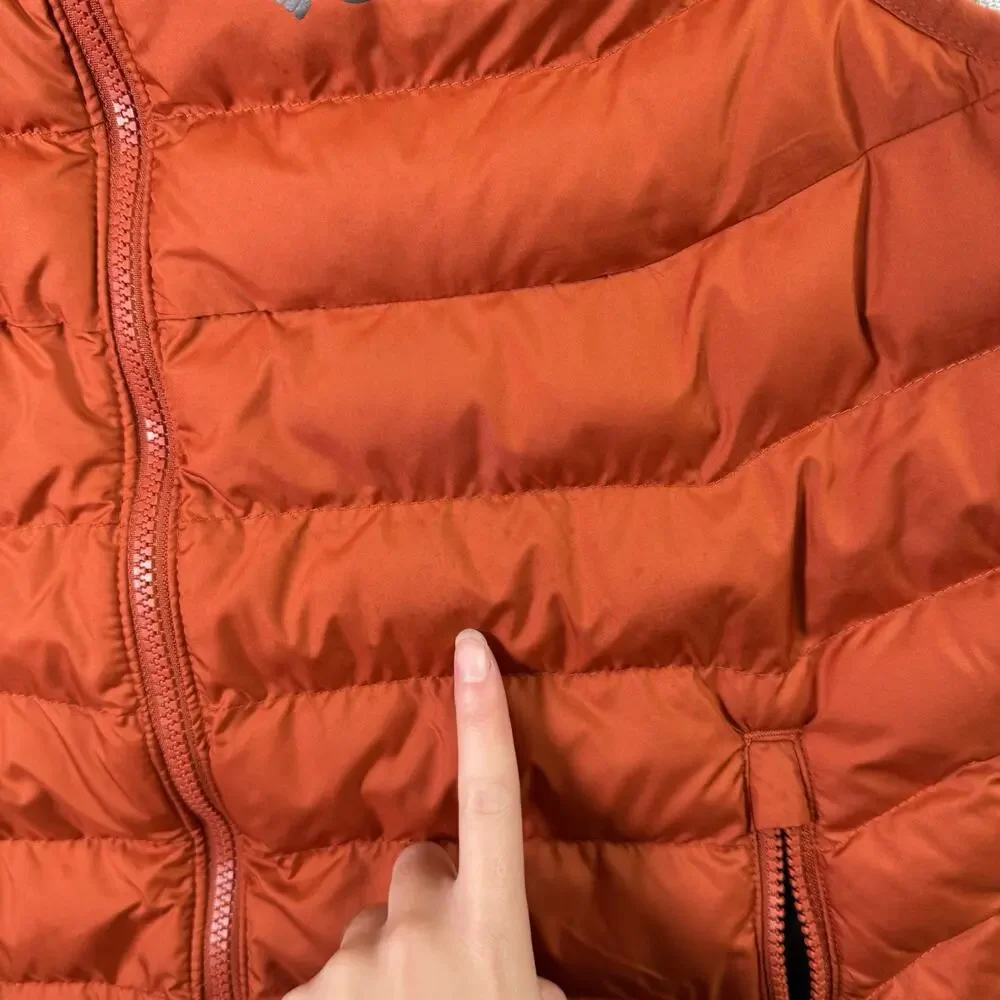 Columbia Omni Heat Puffer Vest Men's Small Orange Hiking Outdoor Pockets Thermal